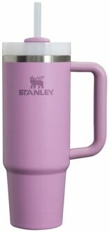 Pink Stanley tumbler with handle and straw