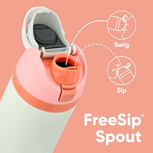 Water bottle with FreeSip spout for drinking.